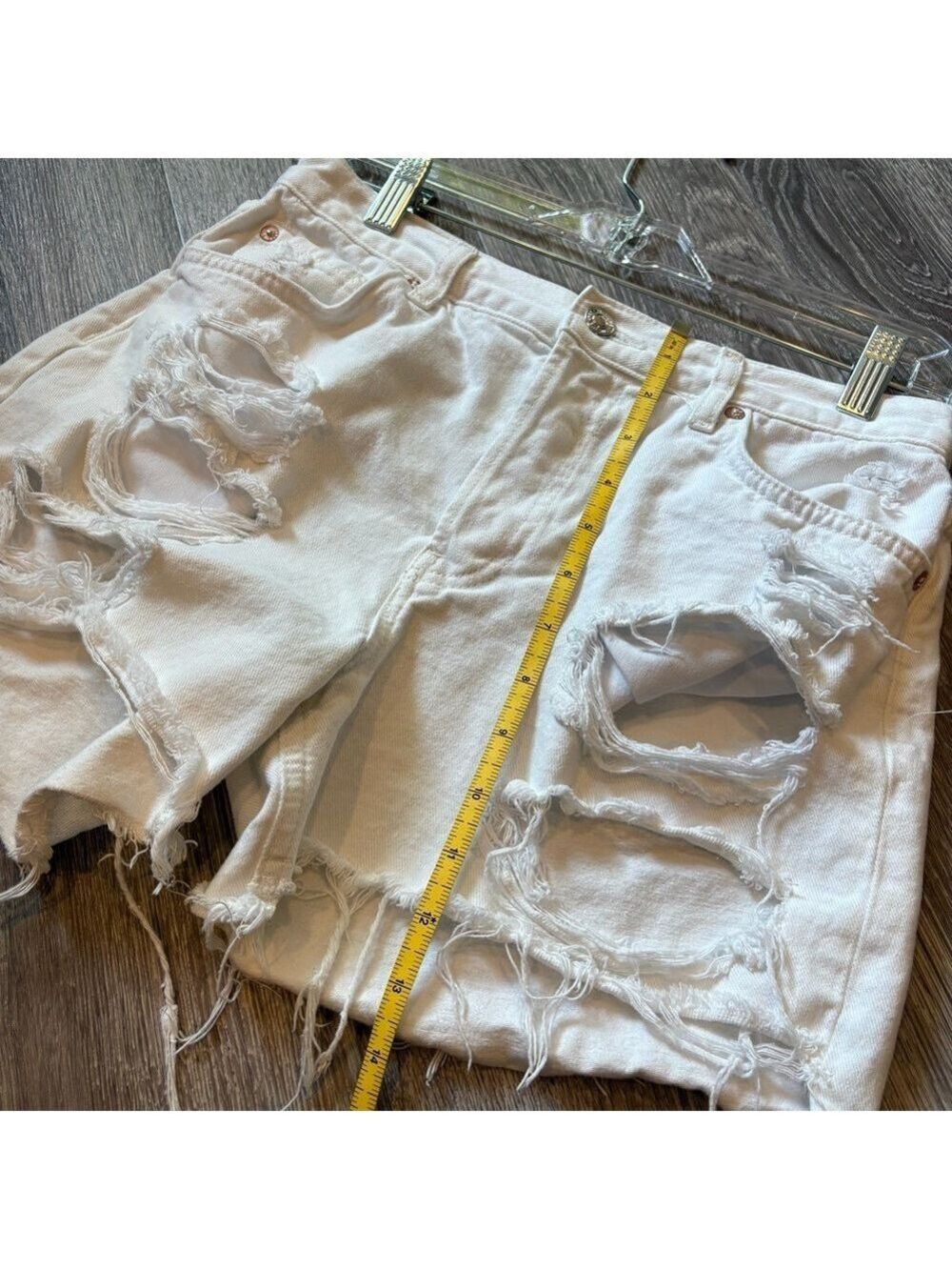 We The Free High Rise Optic White Heavily Distressed Shorts - Picture 7 of 8